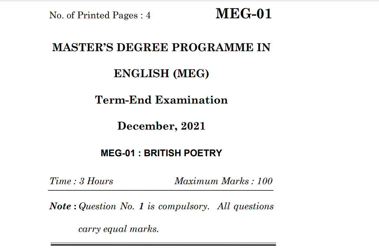 MEG-01 Solved Question Paper March 2021